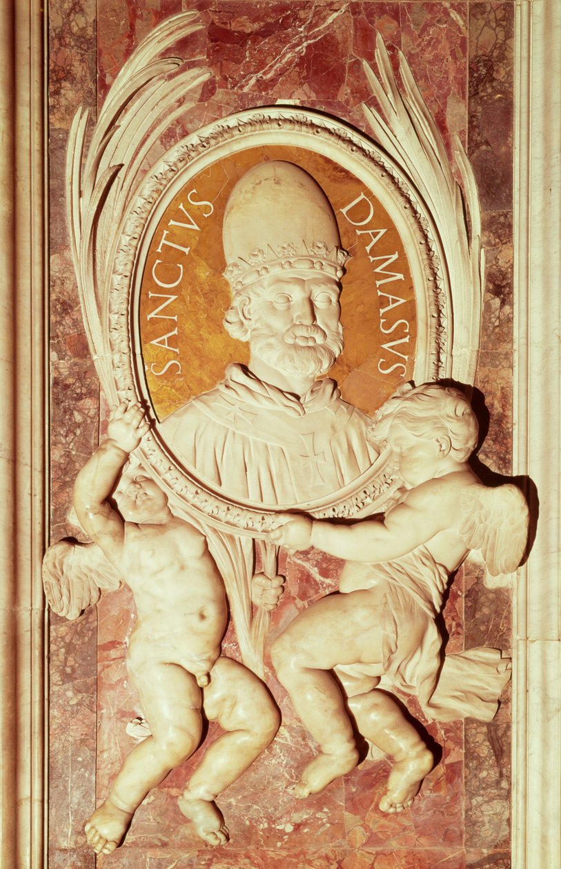 I. Damasus (kb. 304-84) domborműve hajópilaszteren (márvány) alkotó: Italian School