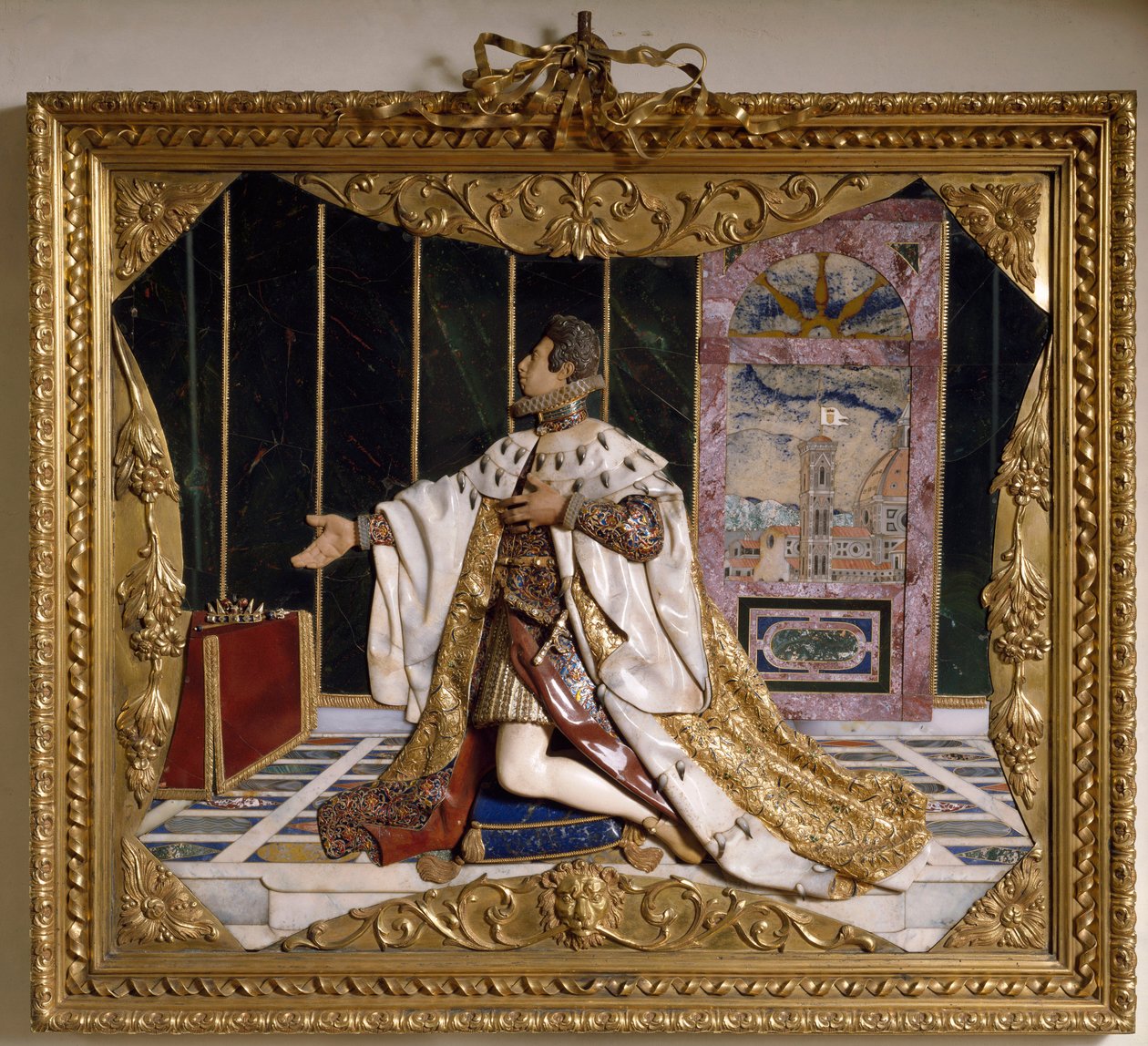 II. Cosimo de Medici (1590-1621), Toszkána nagyhercegének ábrázolása Magas dombormű faragott kövekből, aranyból és briliánsból (Magas dombormű) 1617-1624 Firenze , Argentínai Múzeum, macska alkotó: Italian School