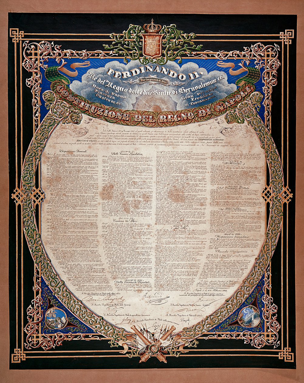 Risorgimento: II. Ferdinánd, a két szicíliai király (1810-1859) által 1847-ben kihirdetett alkotmány. Nápoly, Museo Nazionale di San Martino Olaszország alkotó: Italian School