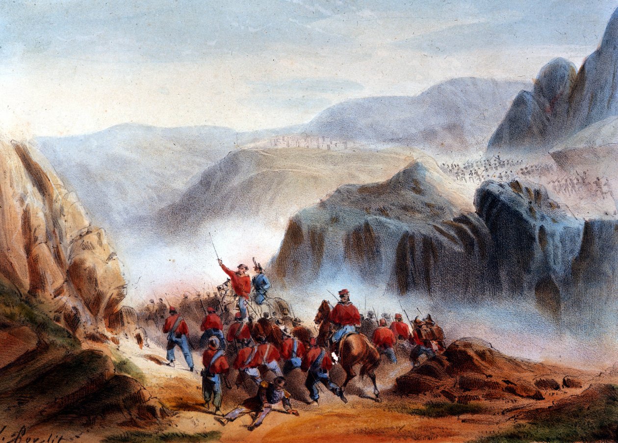 Risorgimento: a szicíliai Calatafimi csata Giuseppe Garibaldi (1807-1882), az ezres csapatok és a két Szicíliai Királyság hadserege között alkotó: Italian School