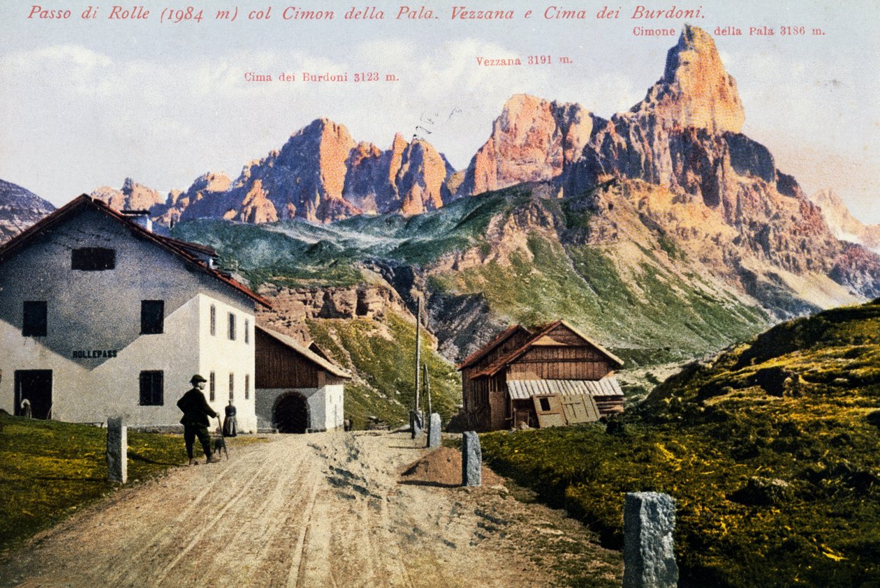 Rolle Pass, képeslap, Trentino-Alto Adige, Olaszország, 20. század alkotó: Italian School