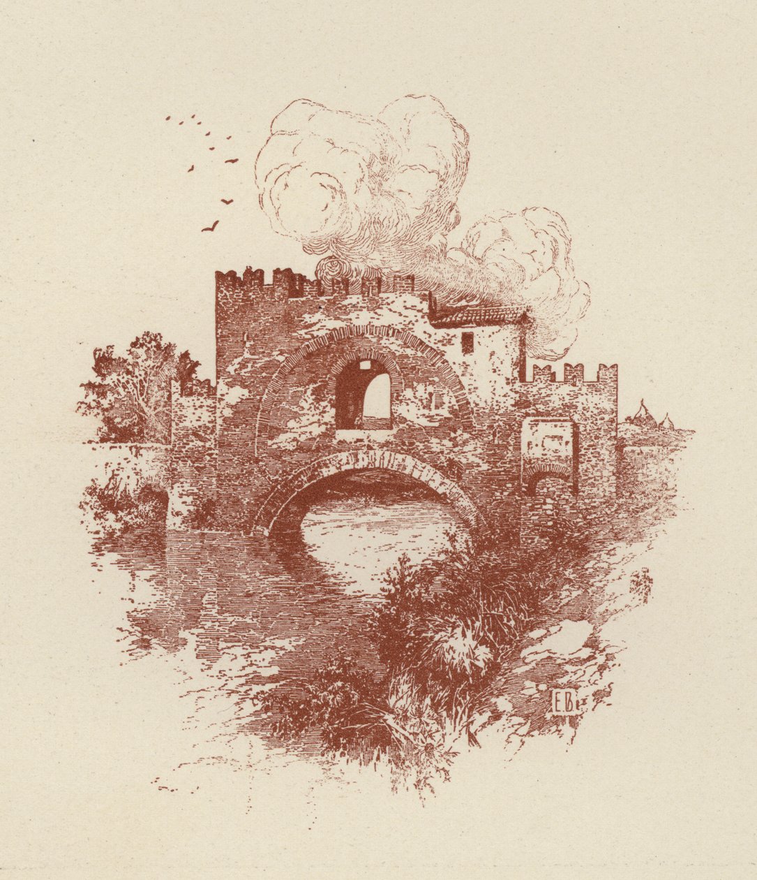 Róma, Nomentano híd (litho) alkotó: Italian School