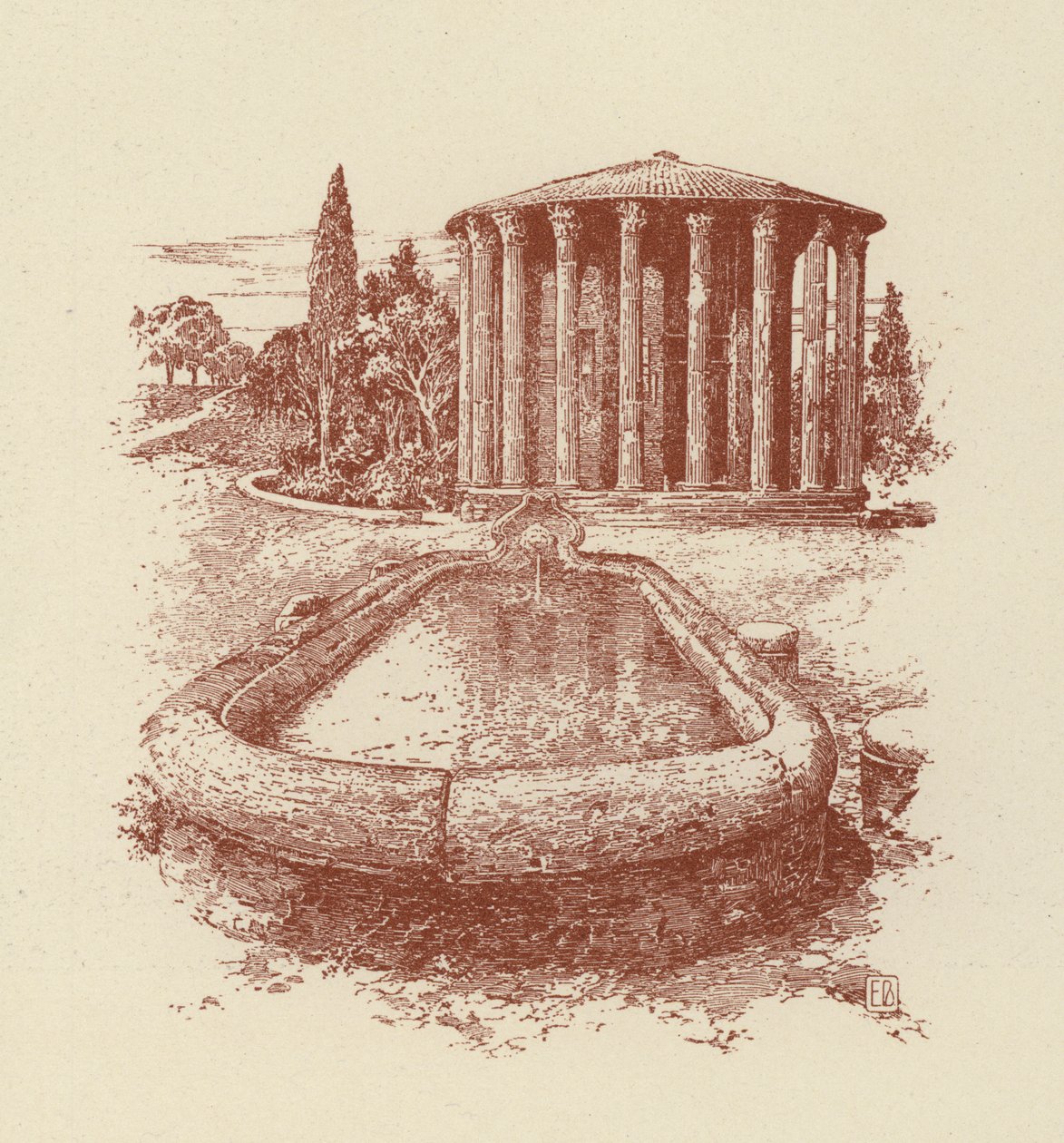 Róma, Vesta-templom (litográfia) alkotó: Italian School