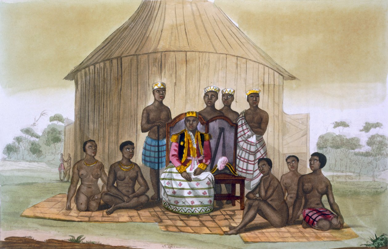 Saba, vagy uralkodó nemesekkel és feleségével, Nyugat-Afrika, 1820-30-as évek körül alkotó: Italian School