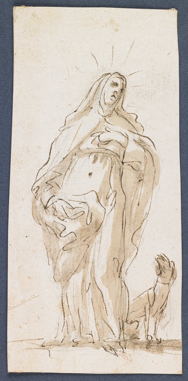 Cortonai Szent Margit, 17. század vége (toll és barna tinta, valamint fekete krétával történő mosás) alkotó: Italian School