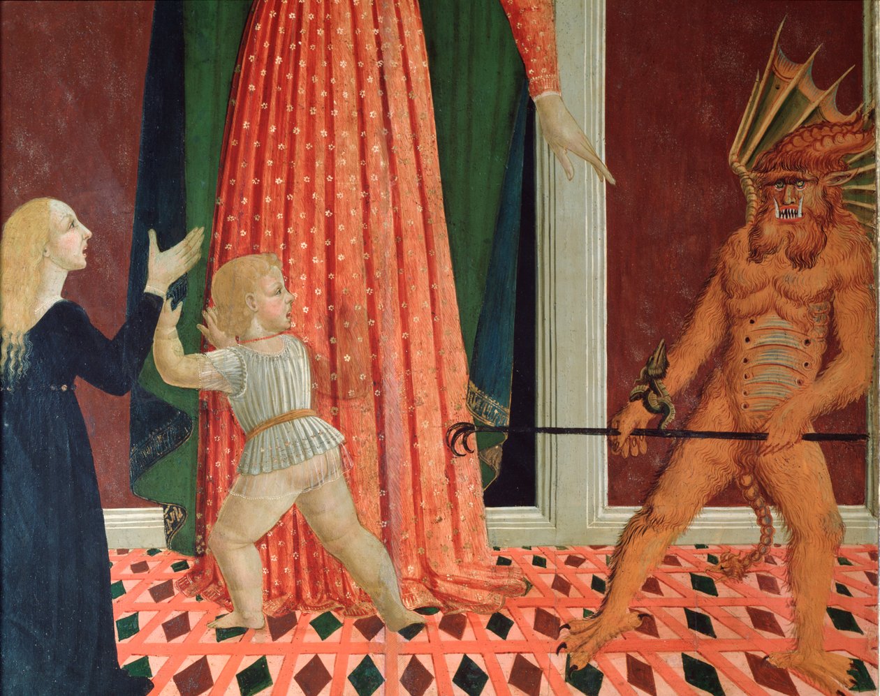 Santa Maria del Soccorso vagy Mária, a keresztények segítsége Egy démon részlete (Ördög részlete) Festmény a 15. századi firenzei iskoláról Firenze Chiesa di Santo Spirito alkotó: Italian School