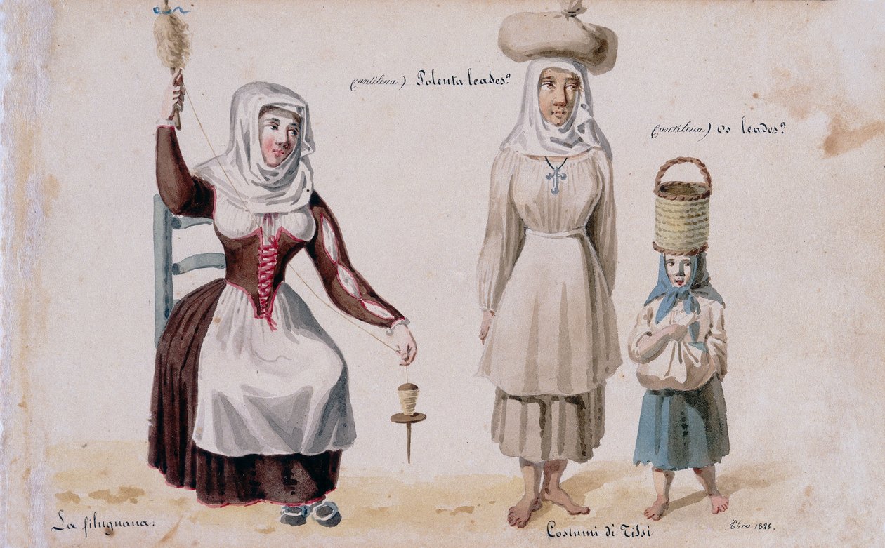 Szardíniai jelmezek Tissitől, nyomat ms. 257, Cominotti Gyűjtemény alkotó: Italian School