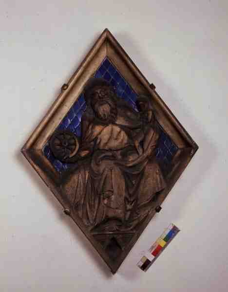Szaturnusz, dombormű a Campanile-ból (kerámia és márvány) alkotó: Italian School