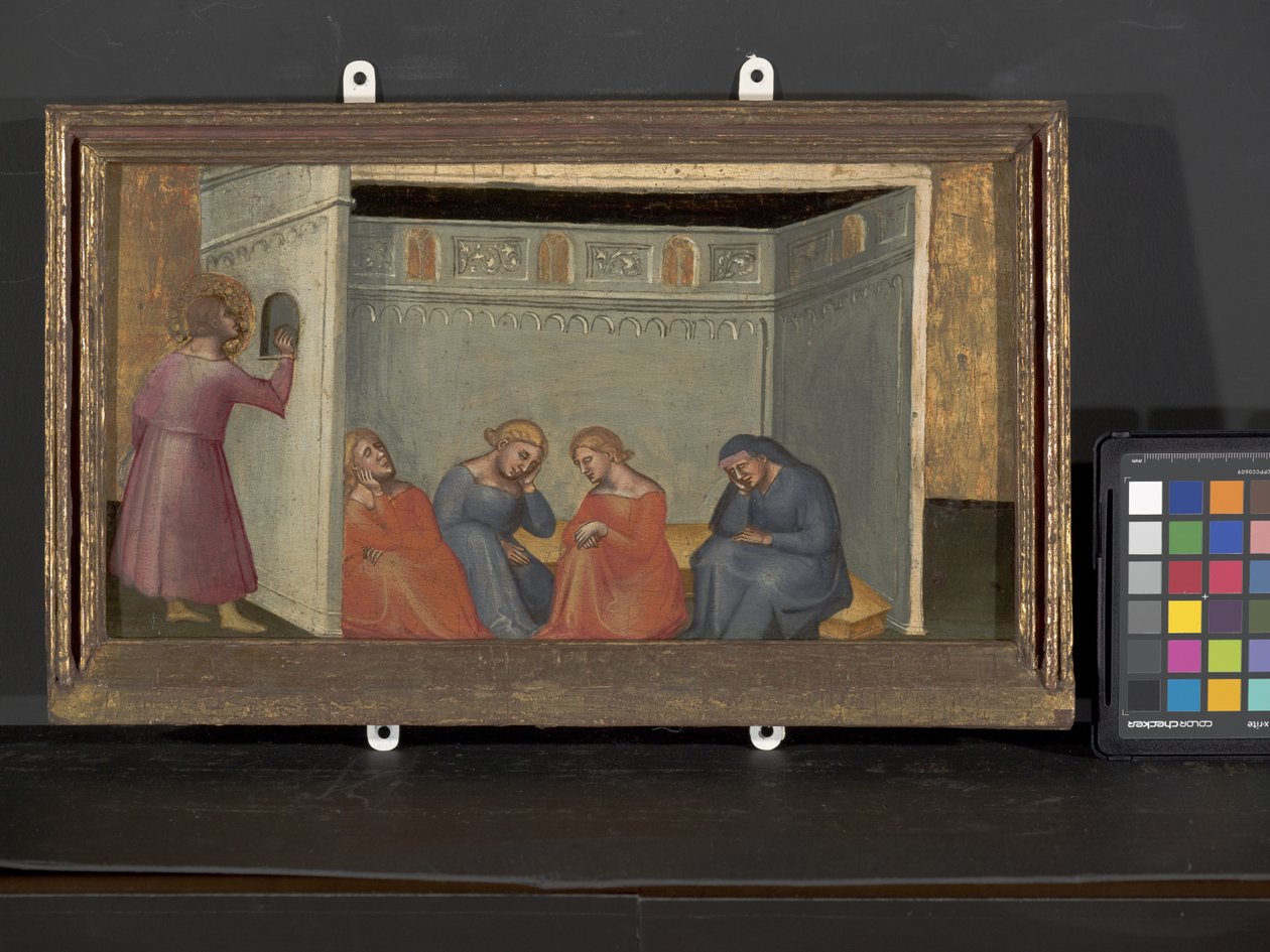 Jelenet a Szent Miklós legendájából (tempera és arany fán) alkotó: Italian School