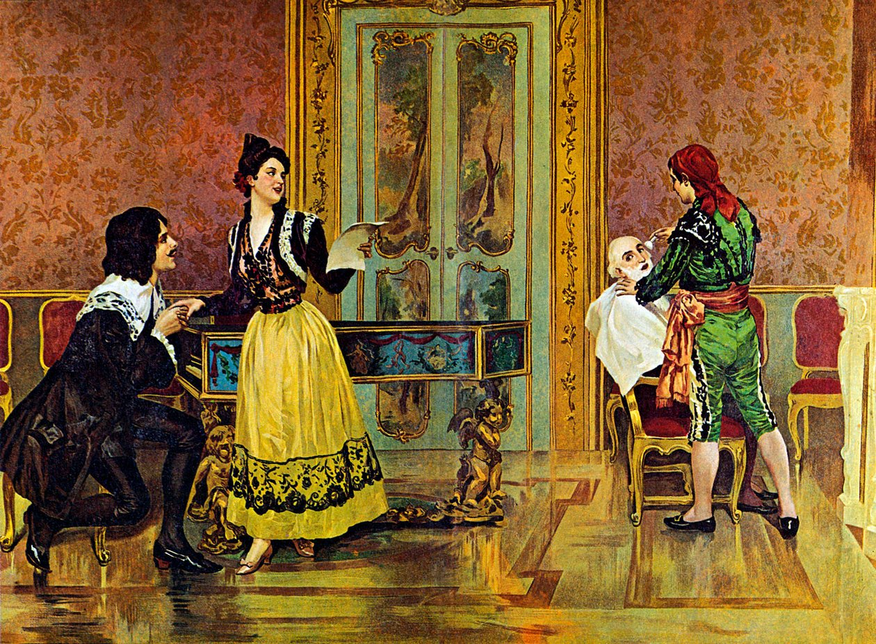 Jelenet Gioachino Rossini "A sevillai borbély" című operájából alkotó: Italian School