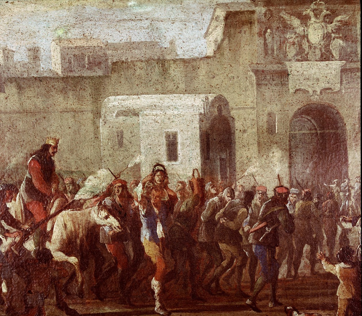 Tolvajok büntetésének jelenete Masaniello idején (Tolvajok büntetése Masaniello idején) Egy 1640-1650 körüli festmény részlete Nápoly, Museo Nazionale di San Martino alkotó: Italian School