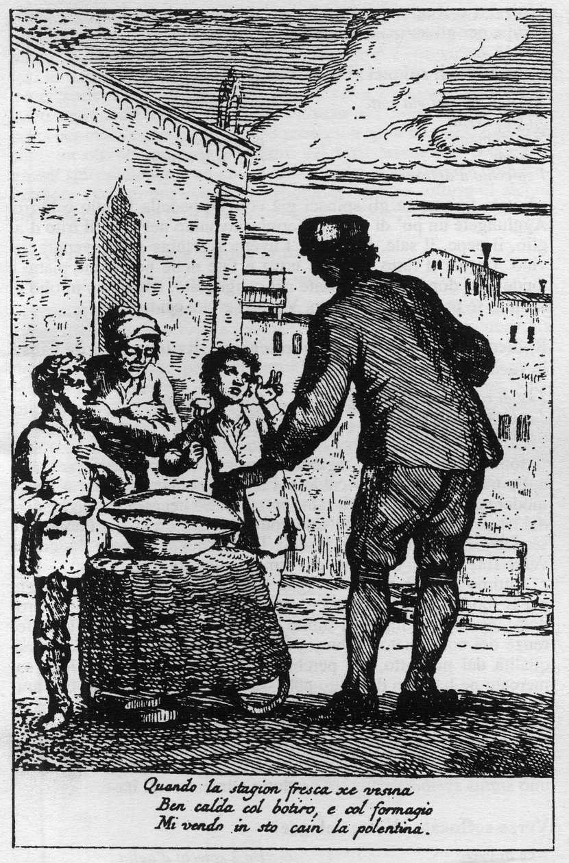 A Polenta eladója Velence (Venezia) utcáin a XVIII. alkotó: Italian School