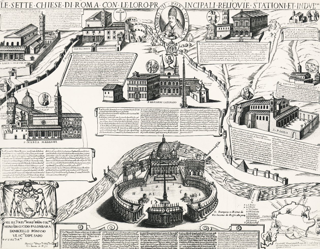 Róma hét temploma VII. Sándor (1655-1667 pápa) portréjával, Olaszország alkotó: Italian School