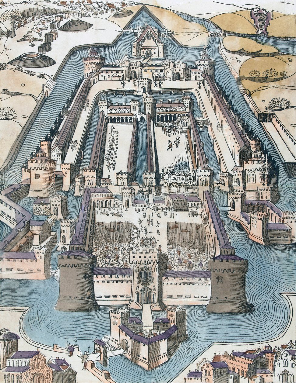 Sforza-kastély, Milánó, Olaszország 16. század (nyomtatás) alkotó: Italian School