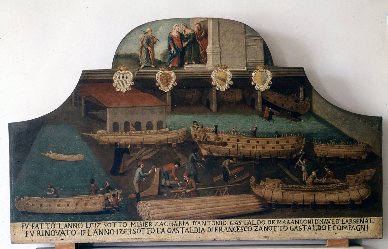 Hajóépítés: 1517-ben épített és 1753-ban felújított hajók. alkotó: Italian School