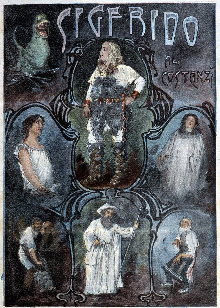 Sigfrido by Al costanzi (Siegfrid vagy Siegfried, a német mitológia hőse, aki a skandináv Sigurdnak felel meg, Opera de Wagner) - a "La Tribuna Illustrata" -ban. alkotó: Italian School