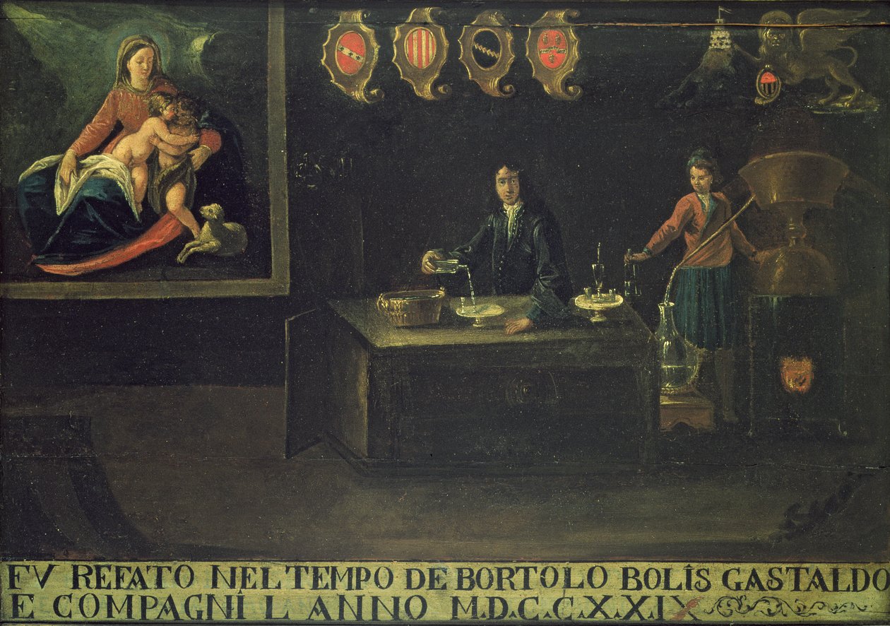 A Velencei Gyógyszerész Céh jele, 1729 (panel) alkotó: Italian School