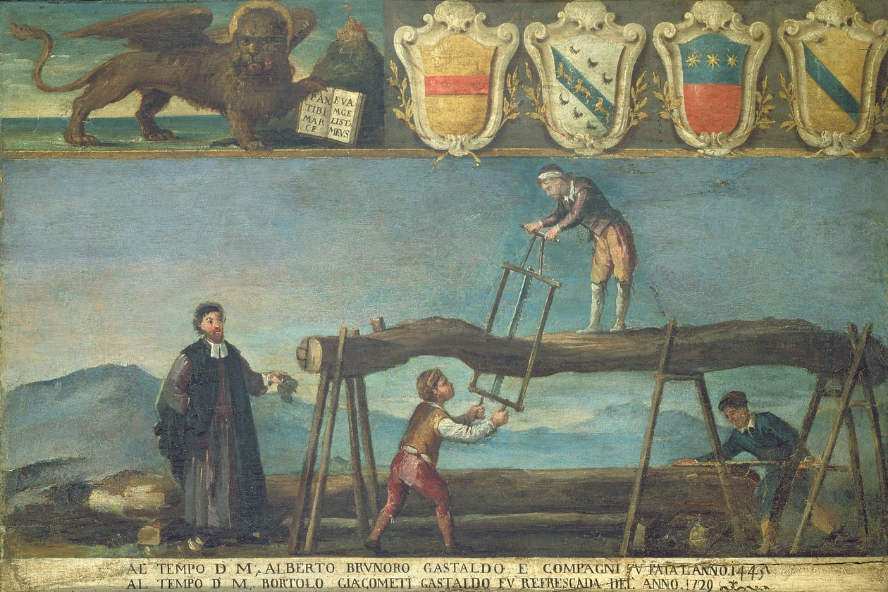 A velencei fűrészüzemi munkáscéh jele, 1445 (panel) alkotó: Italian School
