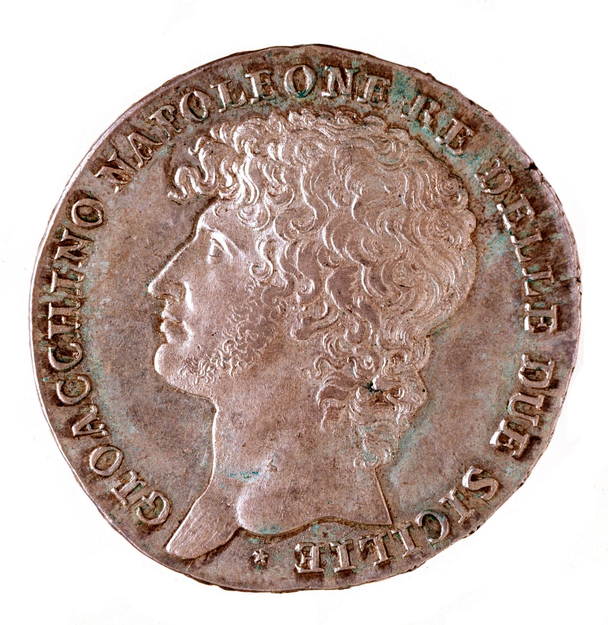 Ezüst érme (piastra) Nápolyból: Joachim Murat (1767-1815) nápolyi király. 1810 átm. 3,7 cm Nápoly, museo archeologico alkotó: Italian School