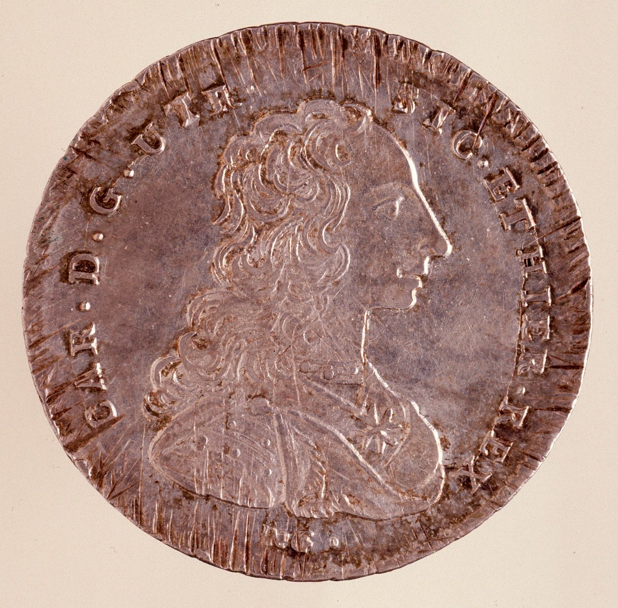Ezüst Piastra Nápolyból: III. Károly spanyol uralkodása (1716-1788) és portré. 1750. Átmérő. 4 cm Nápoly, Régészeti Múzeum alkotó: Italian School
