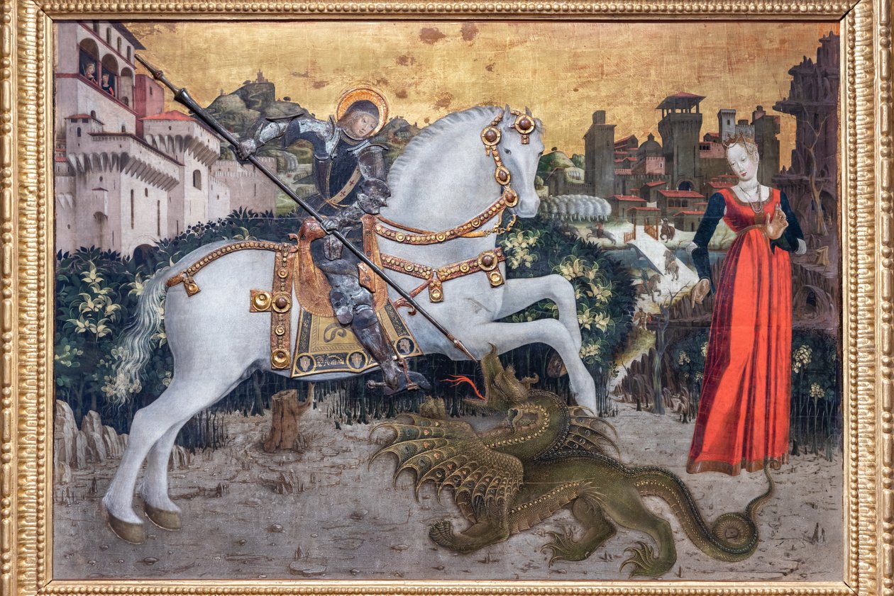 Szent György és a sárkány" alkotó: Italian School