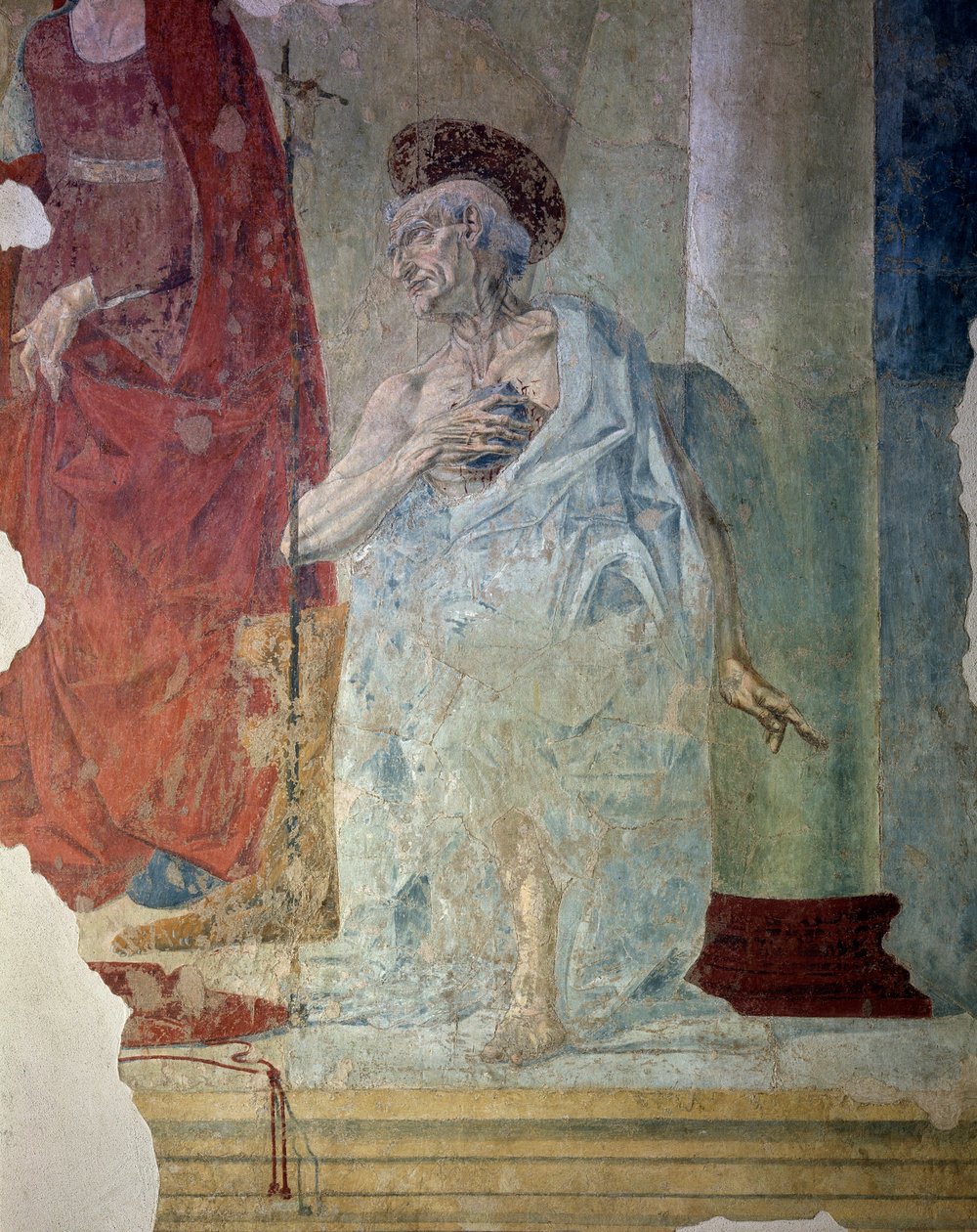 Szent Jeromos, mint bűnbánó. Részlet. Freskó alkotó: Italian School