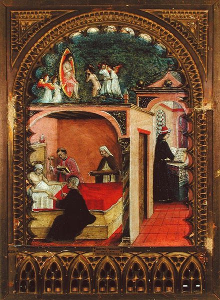 Szent Jeromos cellájában és Szent Jeromos álma, 1450 körül (olaj, tábla) alkotó: Italian School