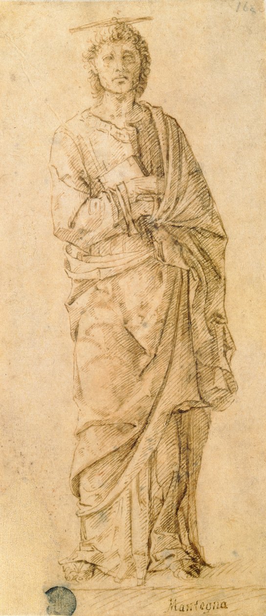 Szent János evangélista, vagy Giovanni Bellininek (kb. 1430-1516) vagy Andrea Mantegnának (1430-1516) tulajdonítják (toll és tinta papíron) alkotó: Italian School