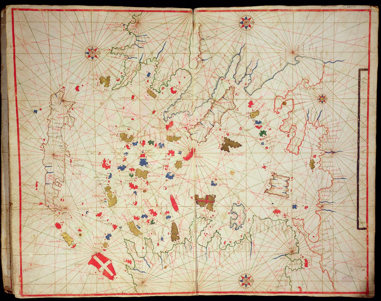 Az Égei-tenger, egy tengeri atlaszból, 1646 (tinta pergamen) (lásd még: 330940) alkotó: Italian School