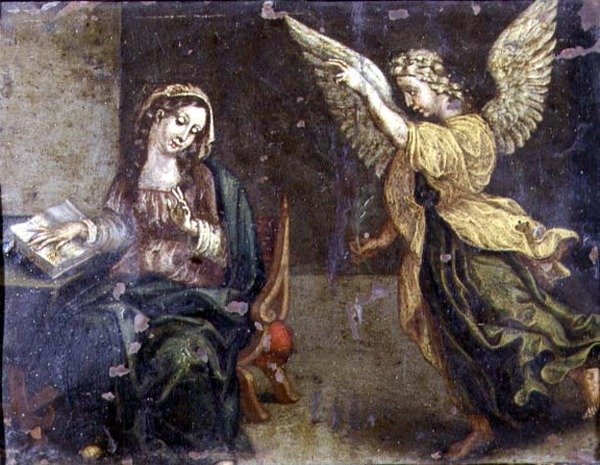 Az Annunciáció (olaj, réz) alkotó: Italian School