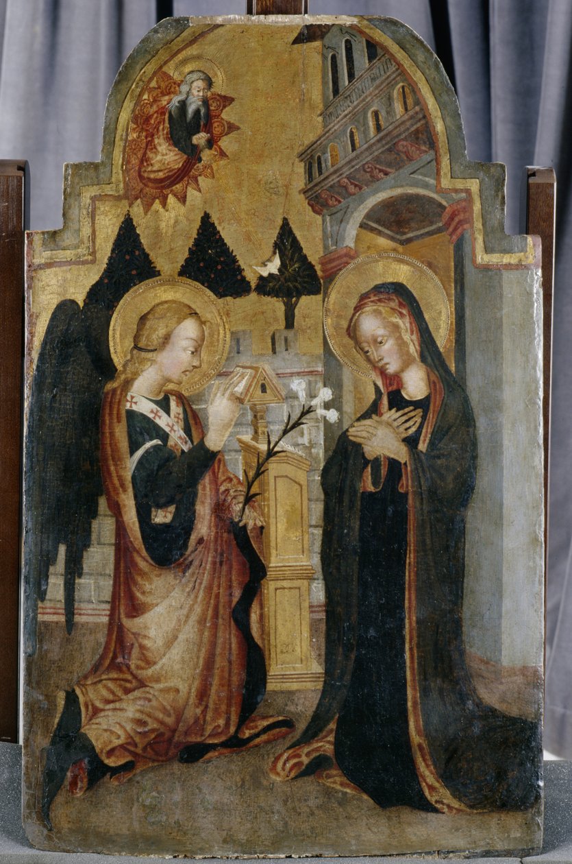 Angyali üdvözlet, 1430-40 körül (tempera nyárfán) alkotó: Italian School