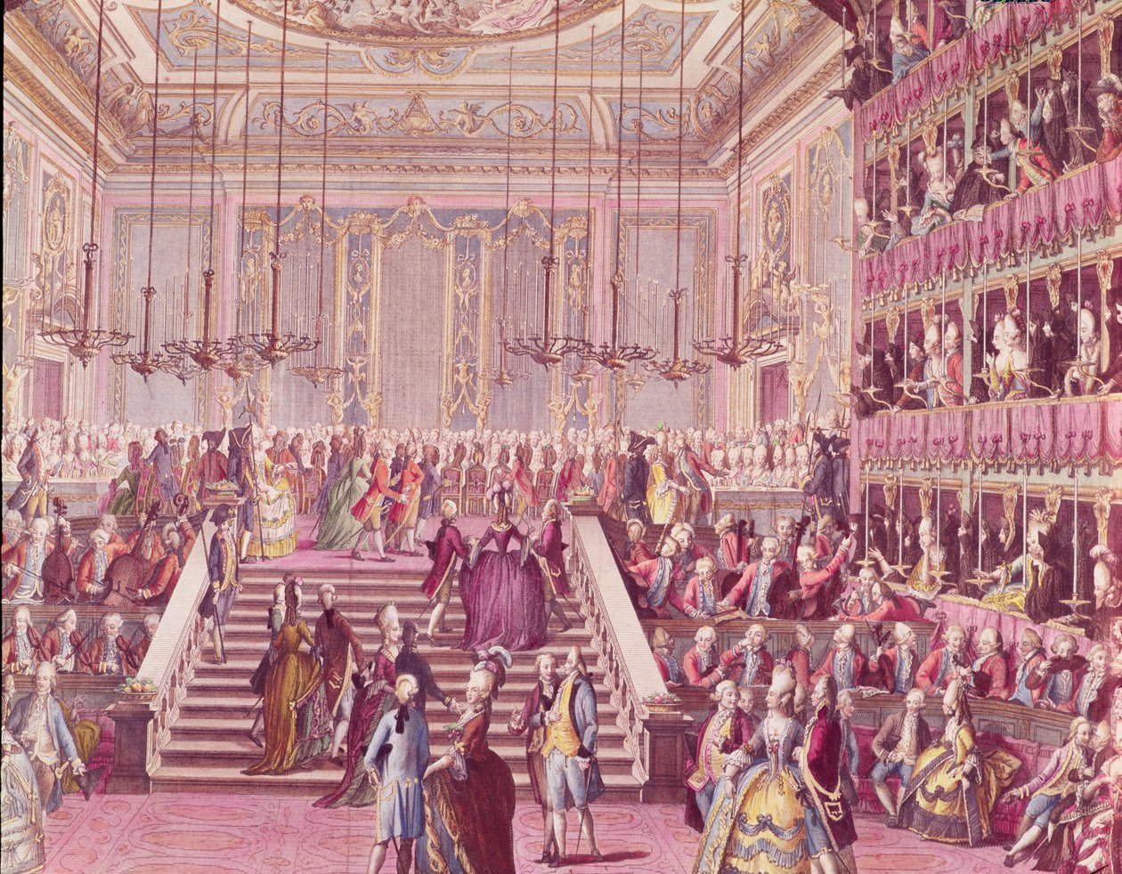 A bál a velencei Teatro San Benoitban 1782. január 22-én, a 18. század végén alkotó: Italian School