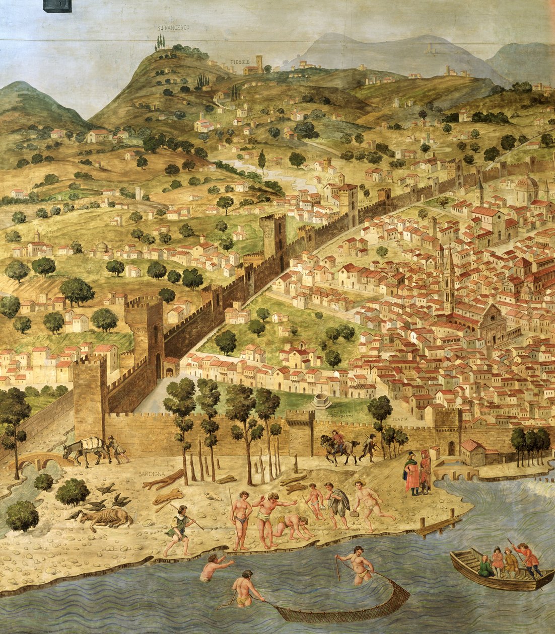 A "Carta della Catena" Firenze panorámáját mutatja alkotó: Italian School