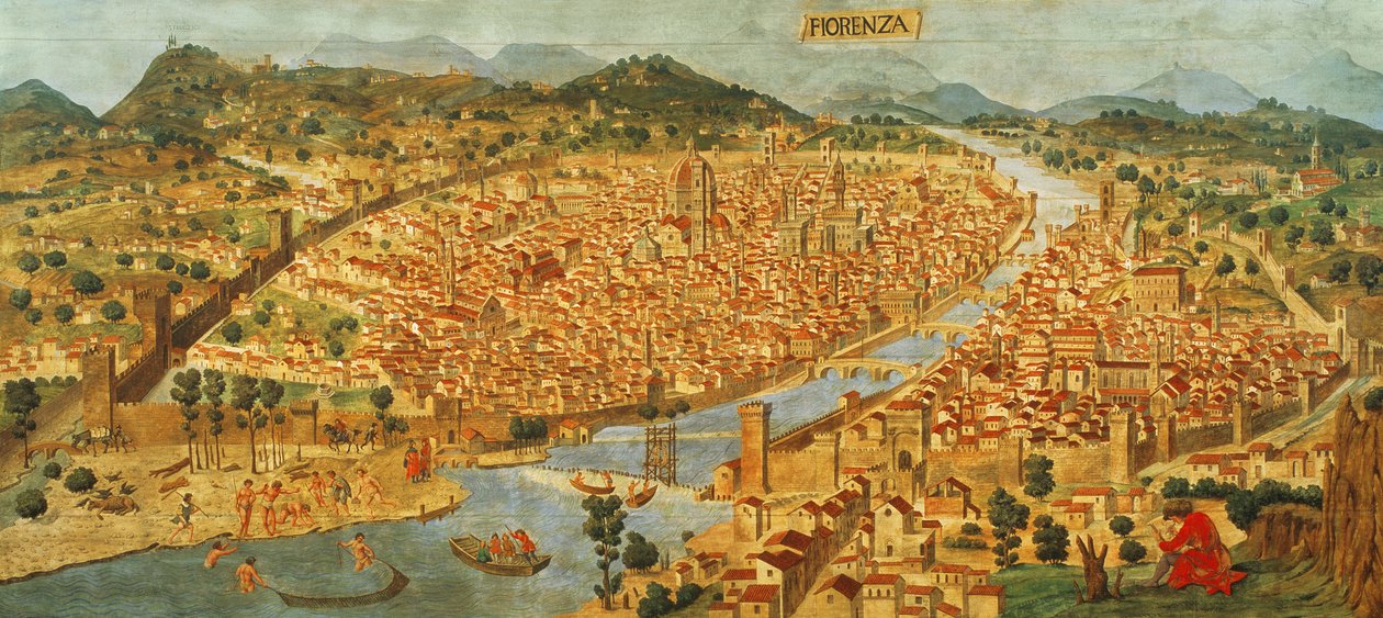A "Carta della Catena" Firenze panorámáját mutatja alkotó: Italian School