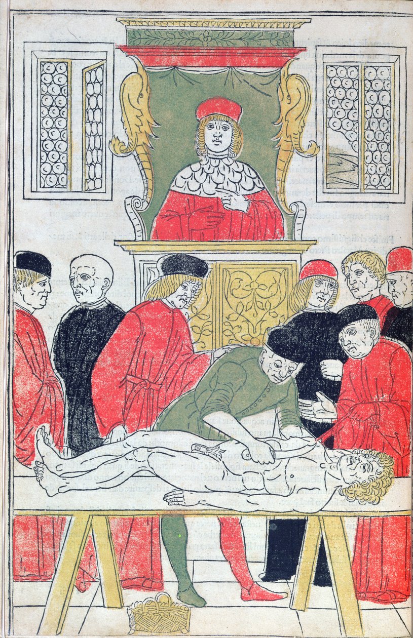 A boncolás, Johannes de Ketham (u. e. 1490) „Fasciculus Medicinae” illusztrációja, 1493 (fametszet) alkotó: Italian School