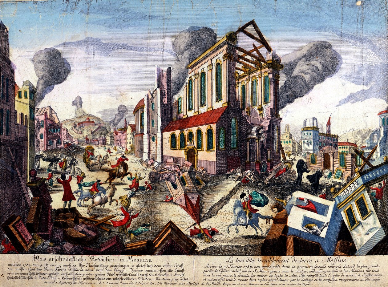 Messinai földrengés 1783-ban (színes metszet) alkotó: Italian School