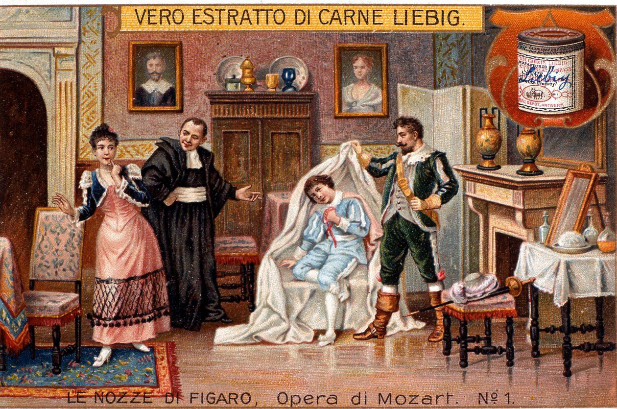 Cherubino expozíciója, jelenet Wolfgang Amadeus Mozart Figaro házasságából alkotó: Italian School