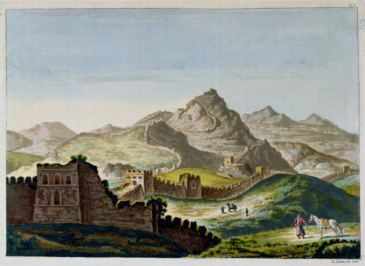 A Kínai Nagy Fal, Jules Ferrario Le Costume Ancien et Moderne című művéből, Gaetano Zancon (1771-1816) metszete 1820 körül alkotó: Italian School