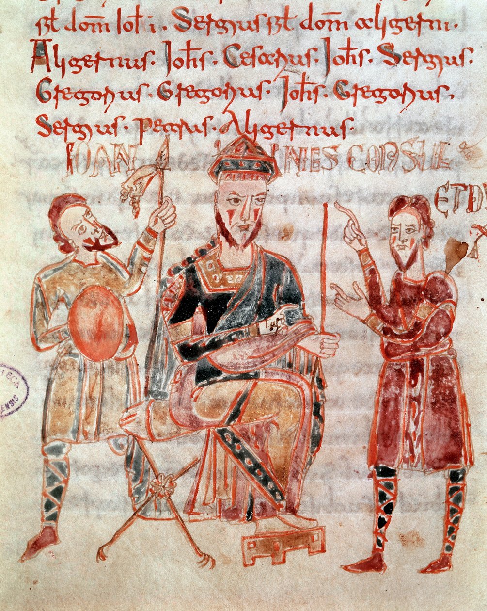 Giovanni lombard nápolyi herceg (kb. 981) Miniatűr a „” Codex Legum Longobardorum”-ból” (vagy Langobardorum), amely a Rothari király által létrehozott langobard királyság törvényeit írja le alkotó: Italian School