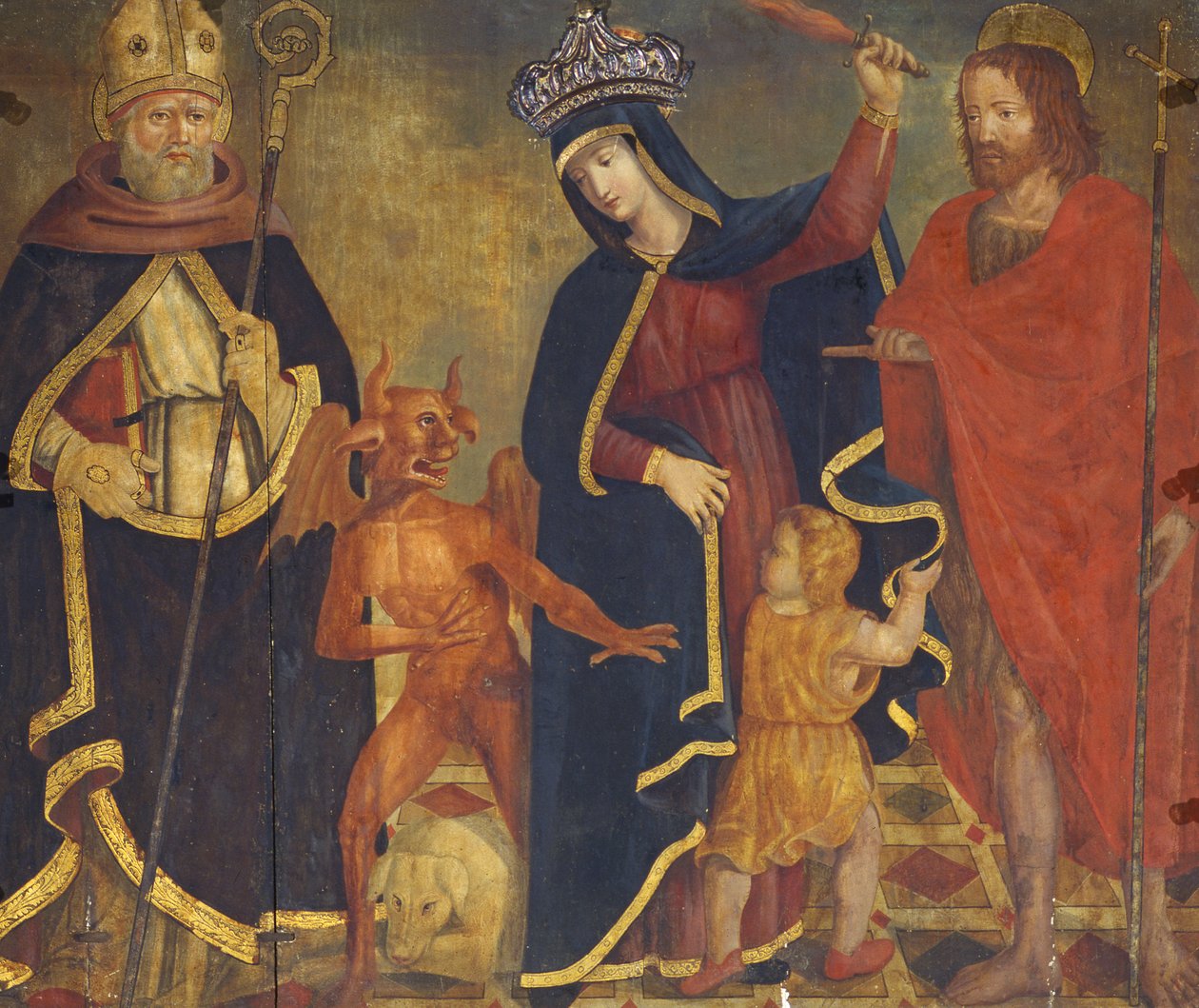 A megkönnyebbülés Madonnája szentekkel (tempera a panelen) alkotó: Italian School