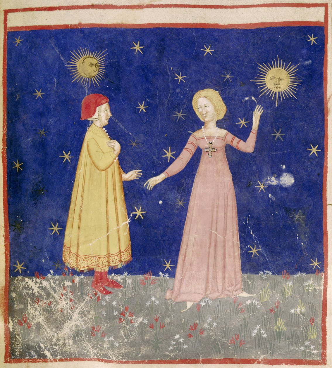 Dante (1265-1321) és Beatrice találkozása alkotó: Italian School