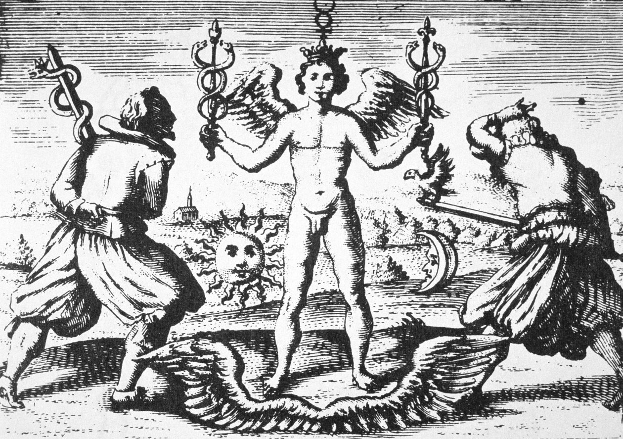 A filozófusok higanya, Giovanni Battista Nazari Della Tramutatione Metallicájából (1589), a 19. század végén megjelent mágiatörténetben illusztrálva alkotó: Italian School