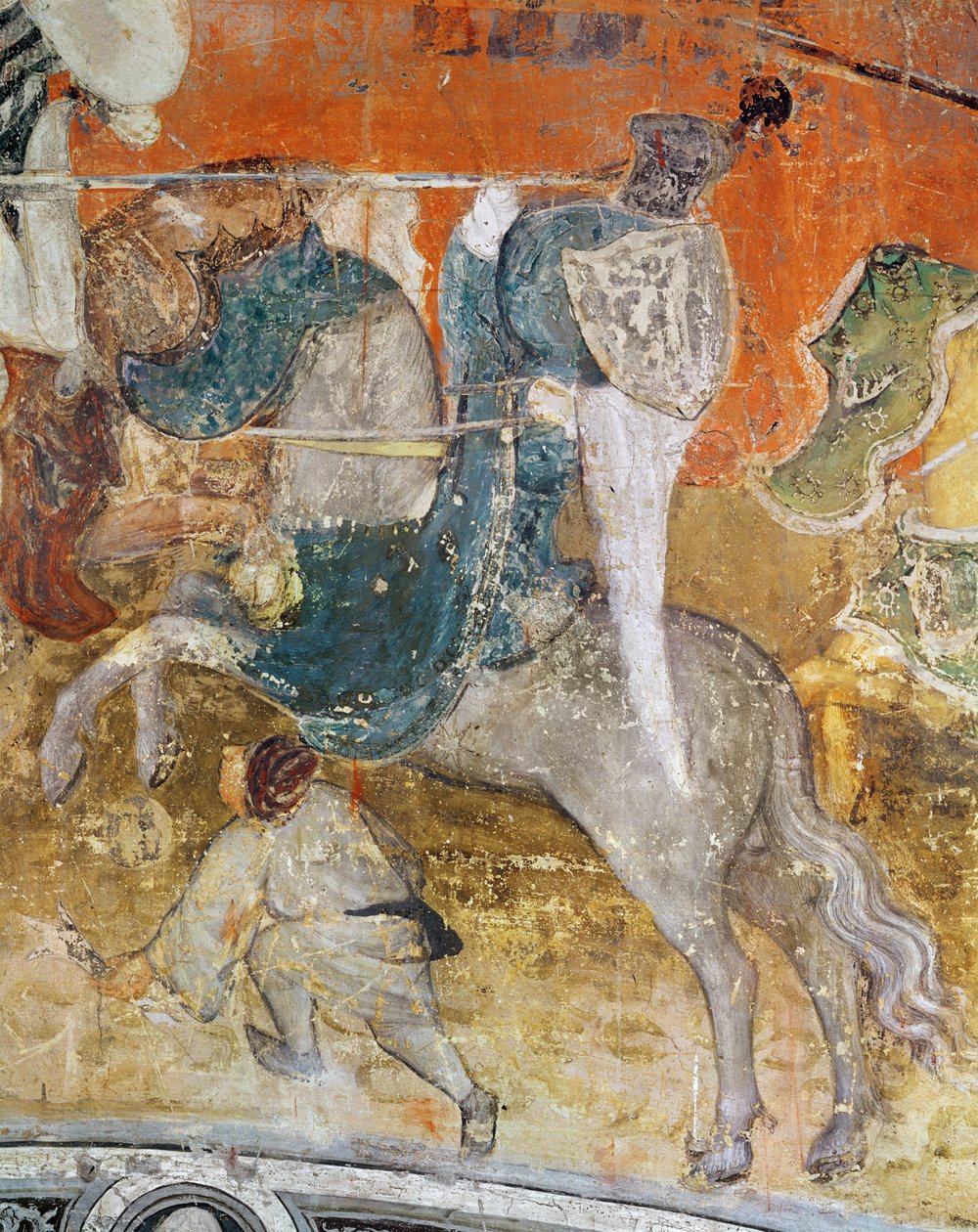 Február hónap, egy lovag részlete egy versenyen, 1400 körül (freskó) alkotó: Italian School