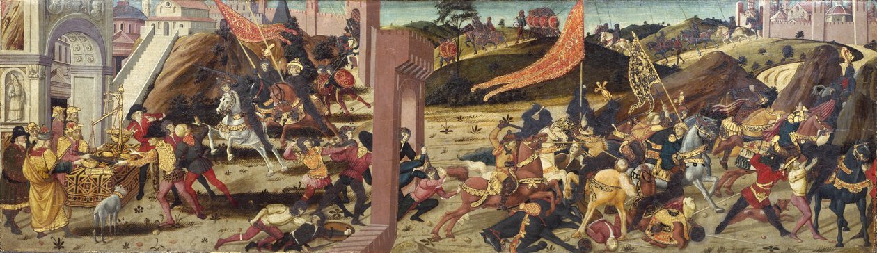 A Morelli Cassone, amely a Marcus Furius Camillus által legyőzött gallokat ábrázolja (főpanel) alkotó: Italian School