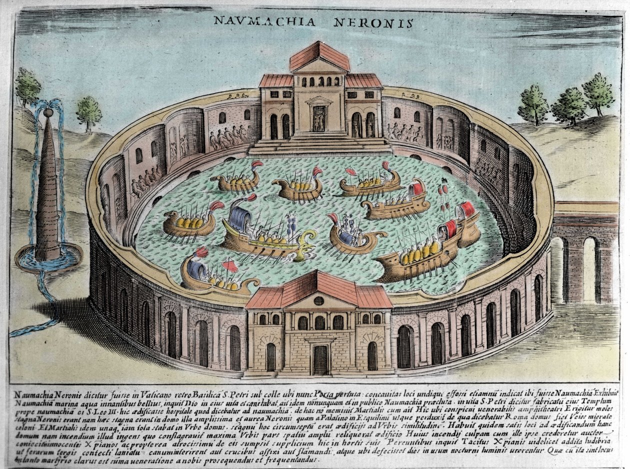 Neron Naumachia, egy római tengeri ütközet ábrázolása. Metszet (XVII. század). alkotó: Italian School