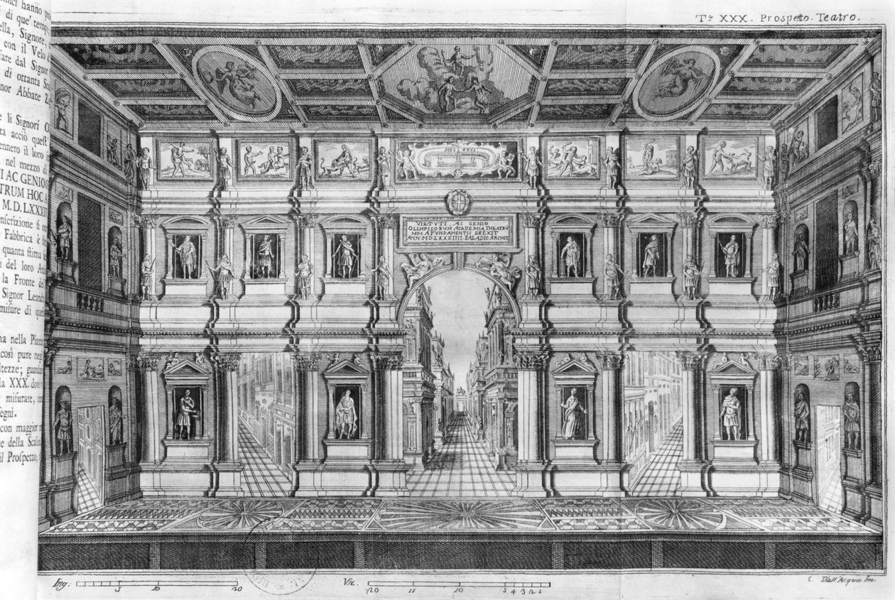 A vicenzai Olimpiai Színház, amelyet Andrea Palladio (1508-80) tervezett alkotó: Italian School