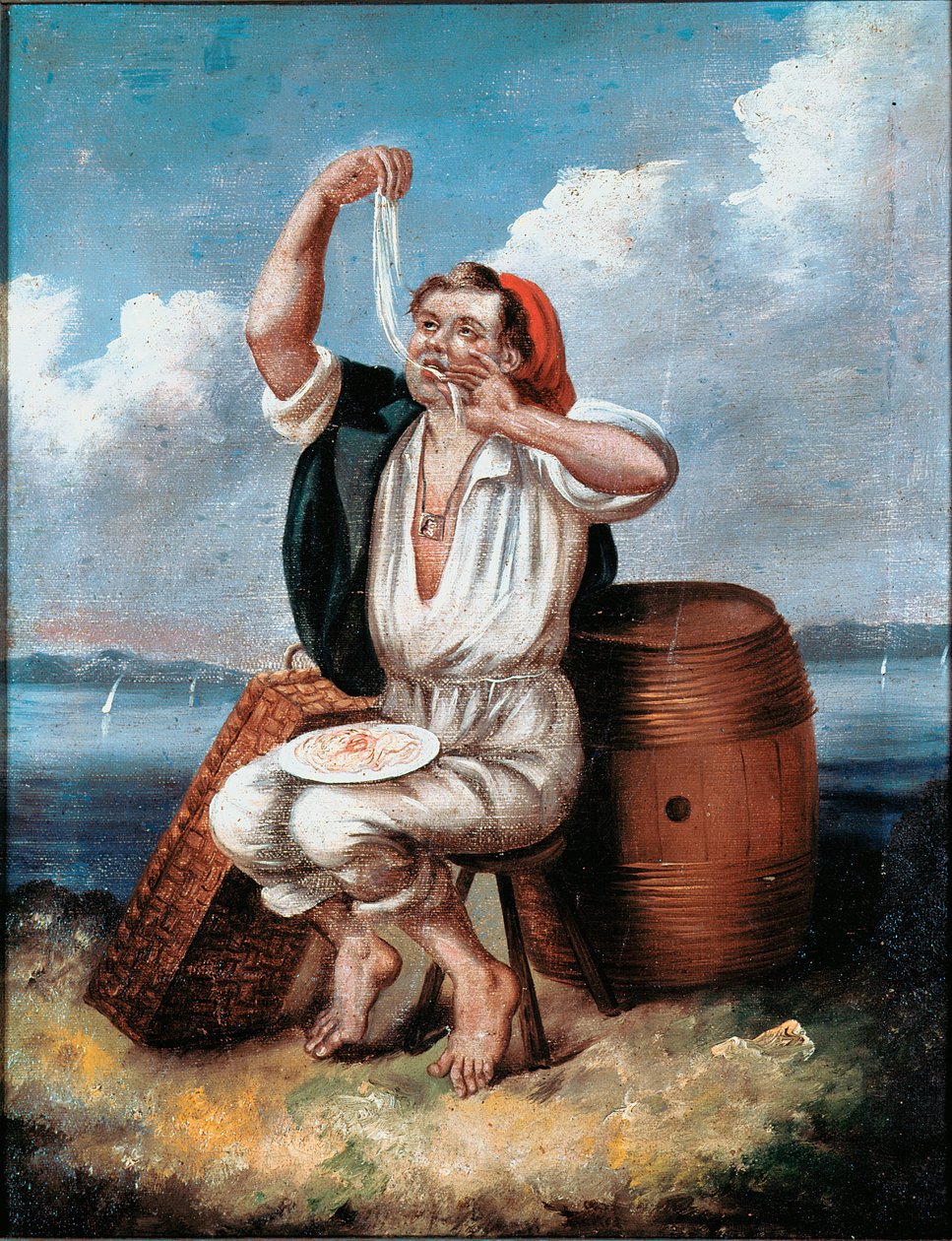 századi tésztaevő névtelen festmény. Római Nemzeti Tésztamúzeum, Agnesi Alapítvány alkotó: Italian School
