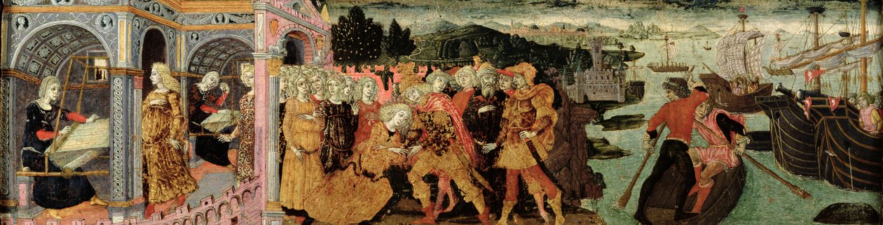 The Return of Ulysses, cassone panel, Sienese (olaj a panelen) alkotó: Italian School