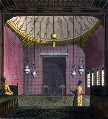 A Grand Visir Raghib-Pascha sírja, 40. tábla a „Nemzetek története” III. részének I. kötetéből, Giacomo Bussi metszetével (akvatinta) alkotó: Italian School