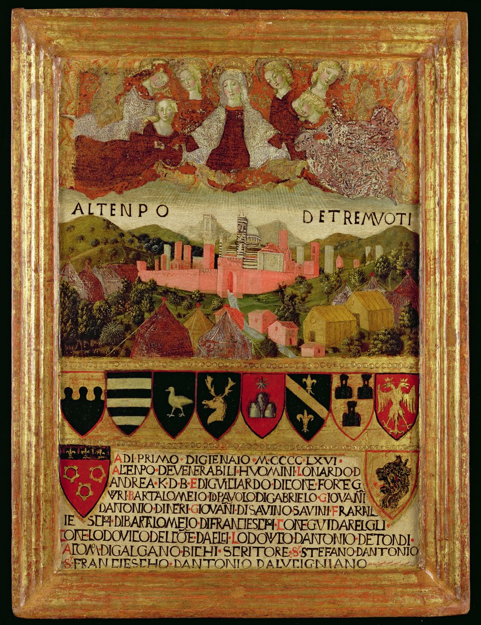 A Szűz, aki megvédi Sienát az 1466-os földrengéstől alkotó: Italian School